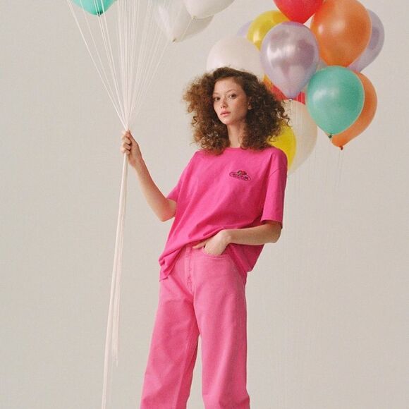 ZARA FRUIT OF THE LOOM ® T-SHIRT Barbiecore - Picture 4 of 7